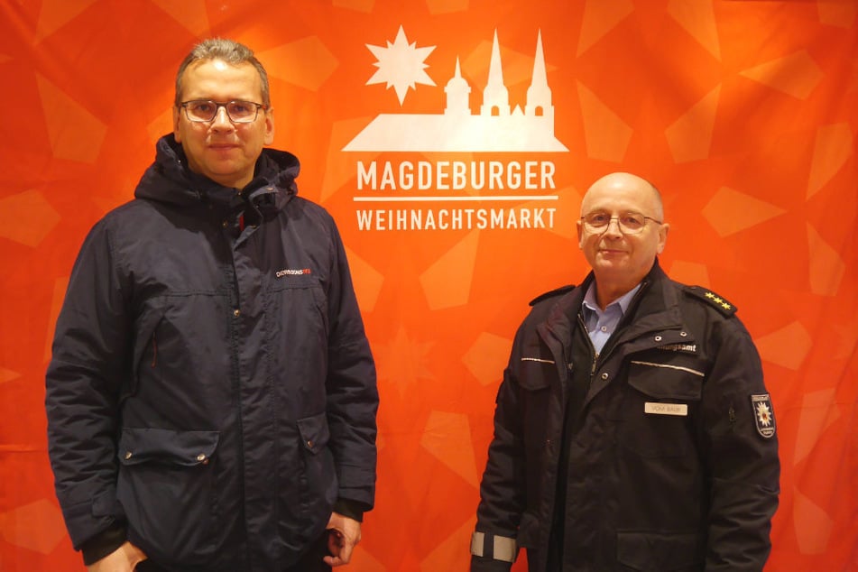 Weihnachtsmarkt-Geschäftsführer Paul-Gerhard Stieger (l.) und Gerd vom Baur vom Ordnungsamt haben sich viele Gedanken über die Organisation des diesjährigen Marktes gemacht.