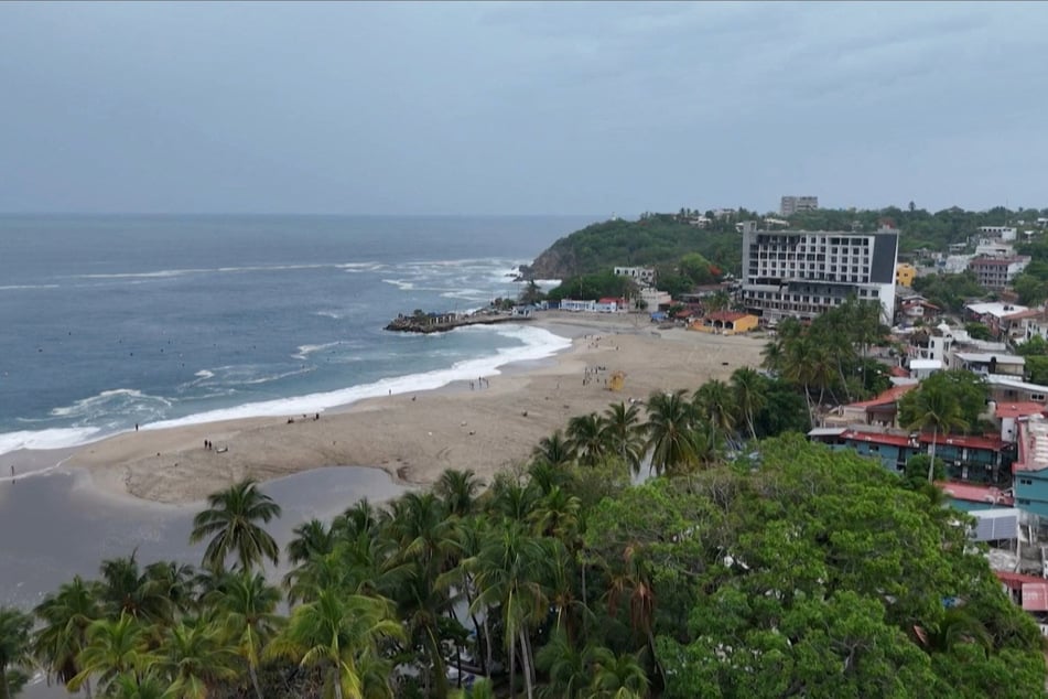 The popular tourist town of Puerto Escondido is pictured as Hurricane Erick approaches Mexico's Pacific coast as a powerful Category 4 storm.