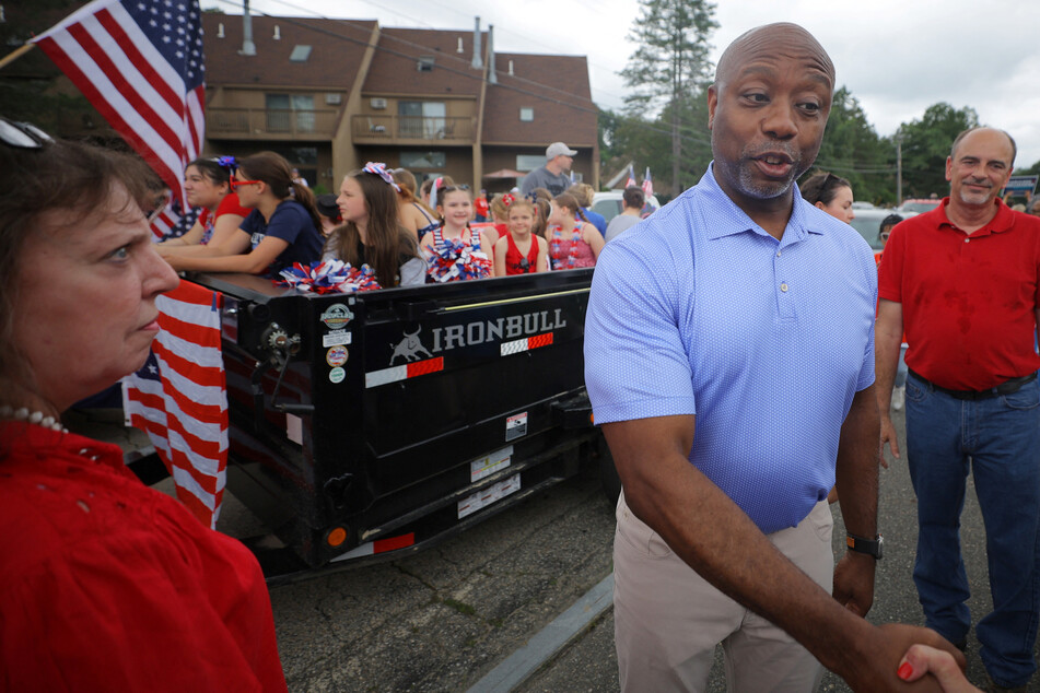 Senator Tim Scott of South Carolina, who is also running for president, was present for the Merrimack parade too.