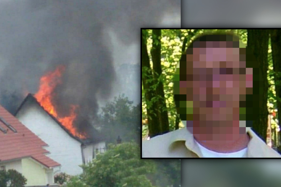 Flammen schießen am 21. Juni 2020 aus dem Dach des Hauses im Beilroder Ortsteil Last. Bei dem Feuer starb der gehbehinderte Thomas Z. (47, kl. F.).