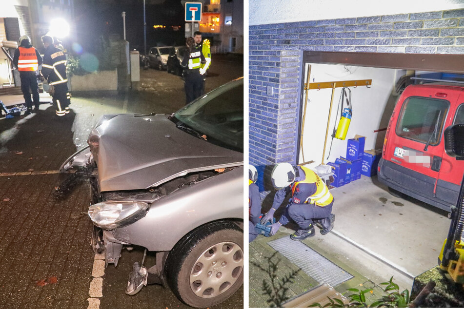Kurioser Unfall: Auto kracht mittig durch Garagentor und "parkt" ein