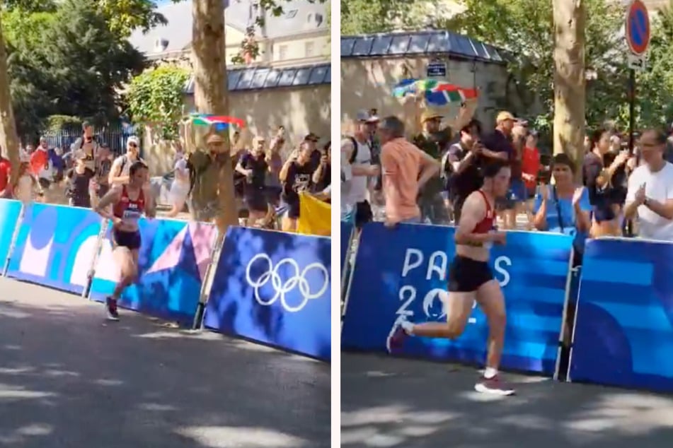 Die Marathon-Zuschauer in Paris eskortierten Kinzang Lhamo (26) lautstark ins Ziel.