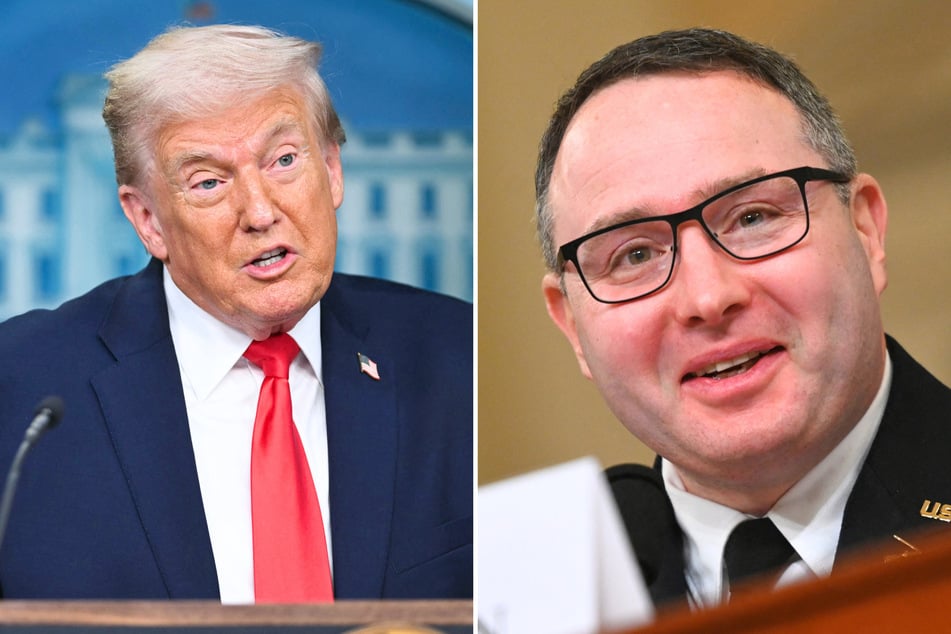 Senate candidate Alexander Vindman, whose testimony helped impeach Donald Trump (l.) in 2019, recently raked in millions on the first day of his campaign.