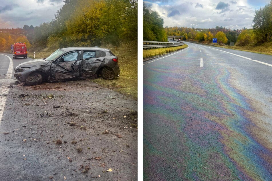 Viel zu tun für die Einsatzkräfte: Auf der Autobahn hatten sich Betriebsstoffe verteilt.
