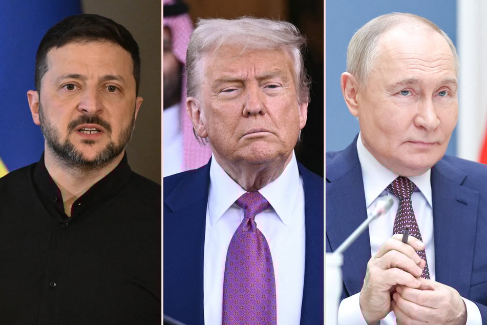 Volodymyr Zelensky (l.) urged Donald Trump (c.) to help secure a meeting with Vladimir Putin, accusing the Russian leader of not seriously wanting to negotiate an end to the war.