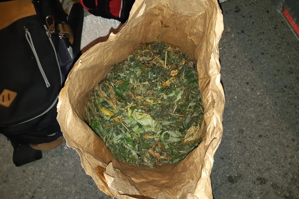 Das in Einkaufspapier eingewickelte Marihuana.