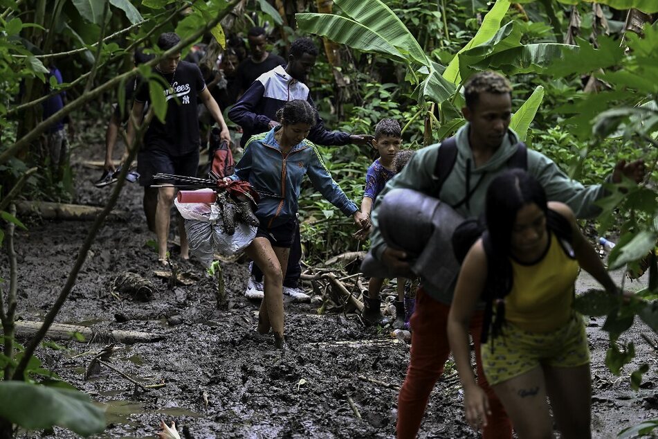 Venezuelan migrants arrive at Canaan Membrillo village, the first border control of the Darien Province in Panama.