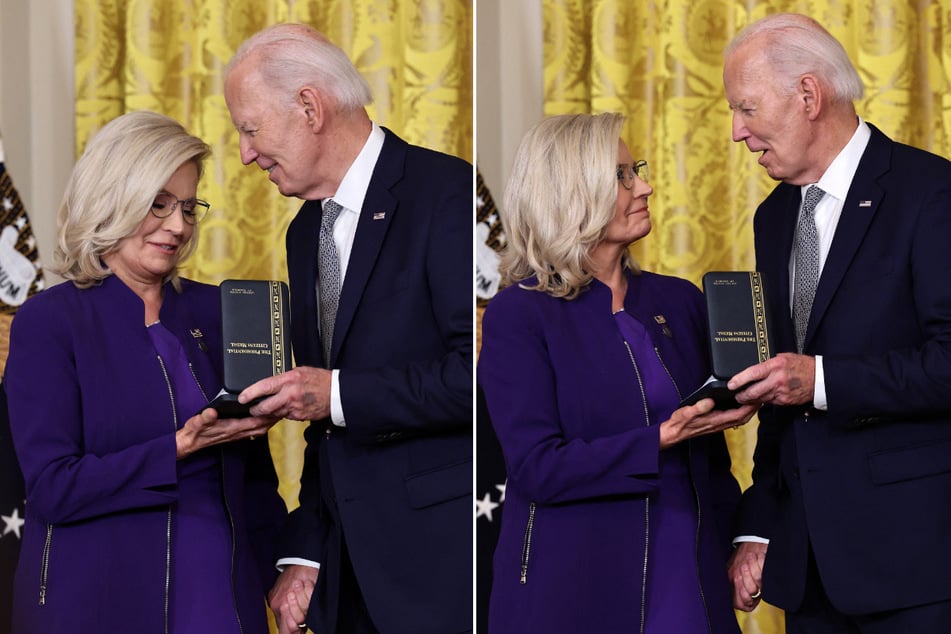 President Joe Biden awarded former Republican congresswoman Liz Cheney the Presidential Citizens Medal at the White House Thursday.