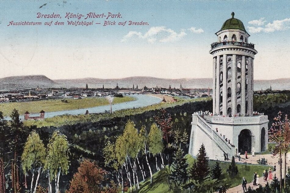 Zwischen 1911 und 1945 eröffnete sich den Dresdnern beim Besteigen des Turms ein herrlicher Ausblick auf die Stadt und das Elbtal.