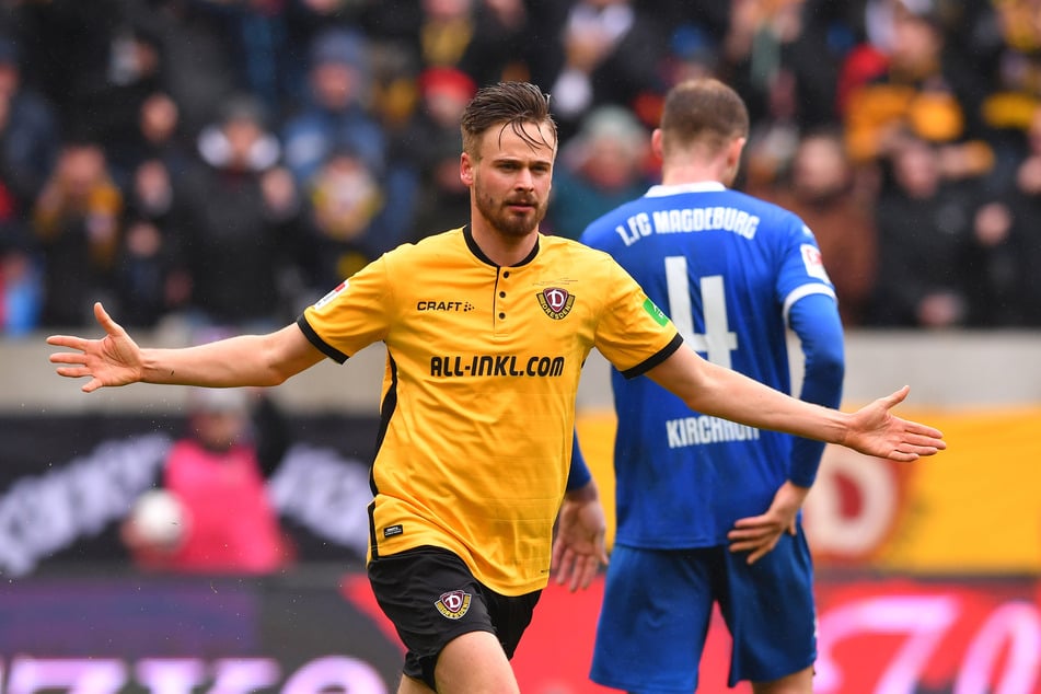 Lucas Röser (29) erzielte zwischen 2017 und 2019 für Dynamo Dresden 13 Tore in der 2. Bundesliga und führte Ulm mit seinen Treffern nun in die 3. Liga zurück. (Archivbild)