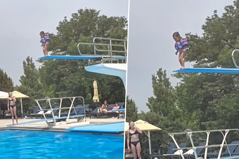 Maman reste sans souffle lorsqu'elle voit ce que sa fille de deux ans fait dans la piscine