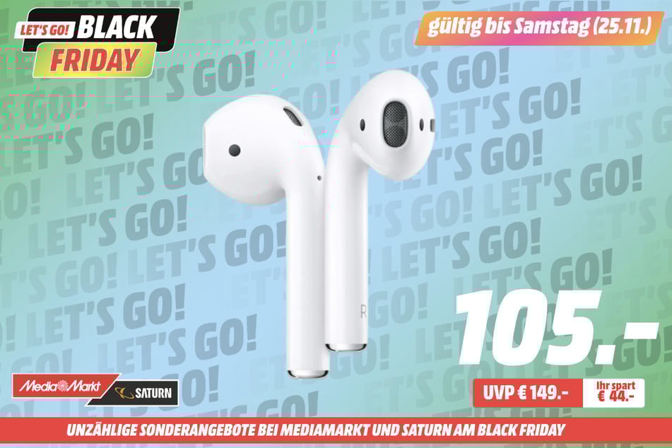 Apple AirPods für 105 statt 149 Euro.