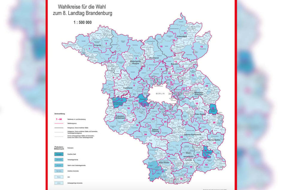 Das Wahlgebiet zur Landtagswahl Brandenburg 2024 ist in 44 Wahlkreise untergliedert, die wiederum in Wahlbezirke eingeteilt sind.