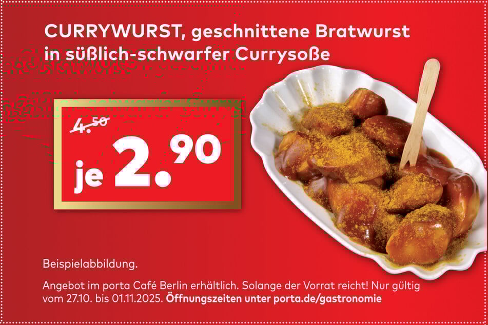 Den Coupon sichern und an der Kasse im porta Café Berlin vorzeigen!