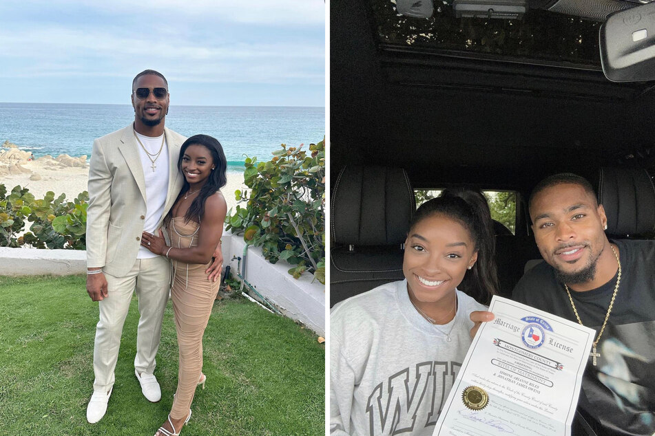 The world's most decorated gymnast Simone Biles has officially tied the knot - in her first of five total wedding dresses!