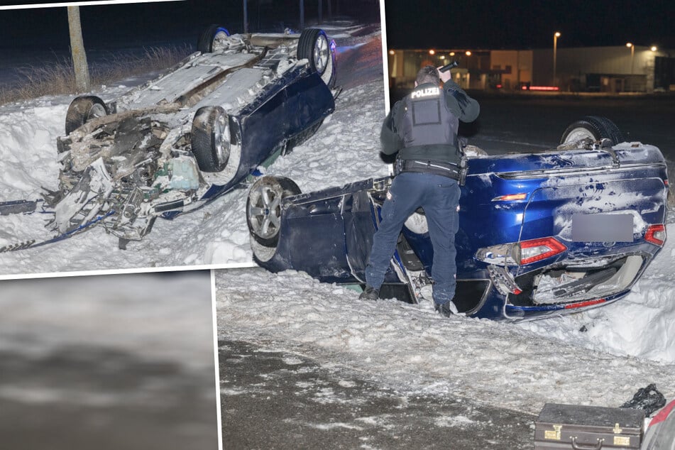 Ford überschlägt sich auf der S24: Flucht vor der Polizei endet im Straßengraben
