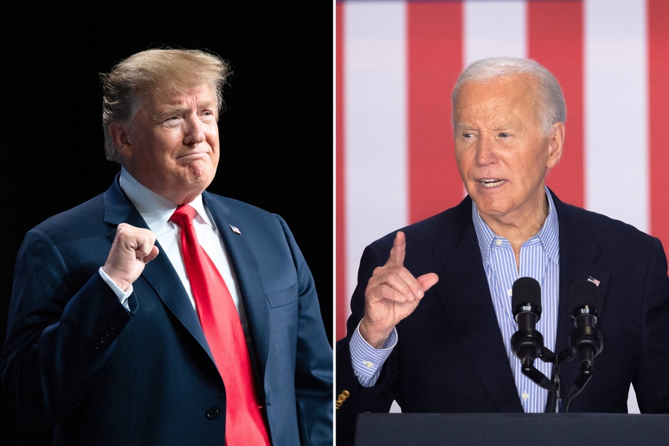 The administration of President Joe Biden (r.) recently reinstated controversial hunting rules implemented by his predecessor, Donald Trump (l.)