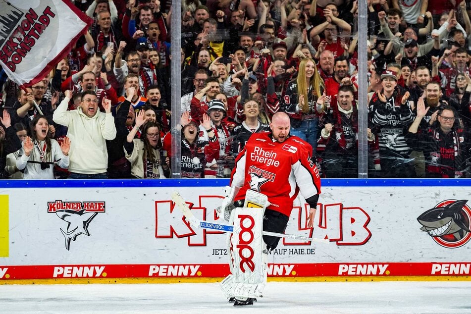 Julius Hudacek (36, vorn) hat den Köln-Fans ordentlich eingeheizt. Jetzt will er mit den Dresdnern feiern.