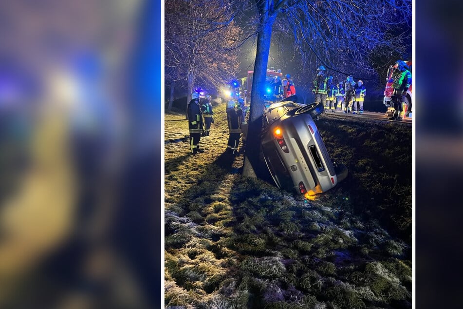Fahrer weicht Rehen aus und kollidiert mit Baum: 23-Jähriger in Ford eingeklemmt