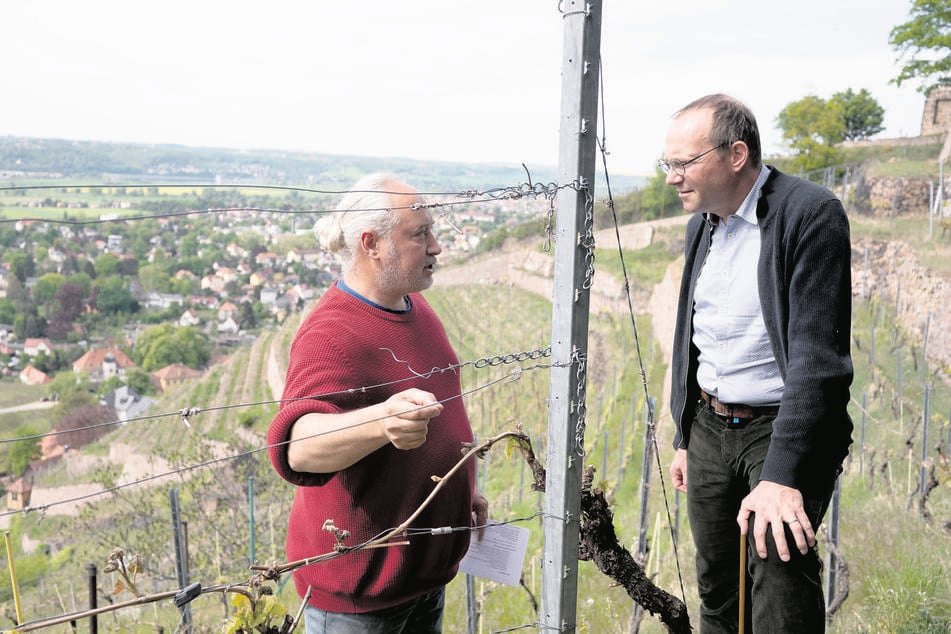 In Radebeul machte sich Günther ein Bild der Lage bei Frédéric Fourré (52, l.). Die Aussichten sind nicht gut.