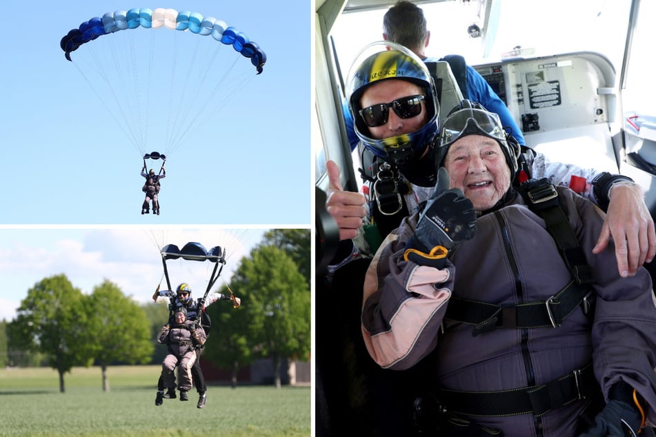 Rut Larsson (103) broke a world record for parachute jumping on Sunday afternoon.