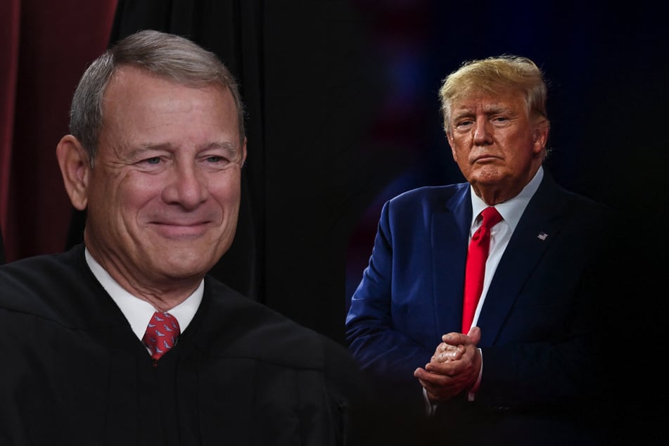Chief Justice John Roberts (l.) granted a temporary hold on the release of former President Donald Trump's tax returns.
