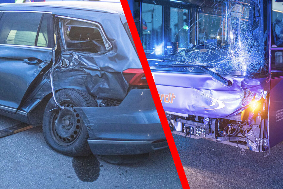 Vorfahrt missachtet: Linienbus kracht in VW Passat, drei Verletzte