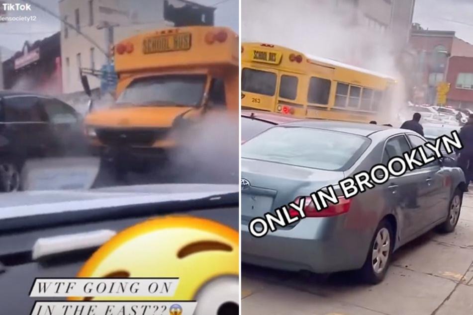 Anthony Reyes was arrested after he allegedly stole an unoccupied school bus and crashed it into numerous vehicles in the Brooklyn borough of New York City.