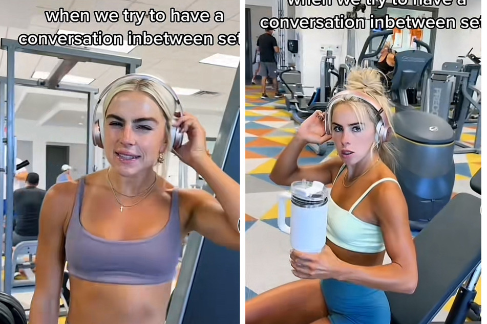In a new TikTok, the Cavinder twins hilariously reenact a gym scene where they can't hear a single word the other is saying.
