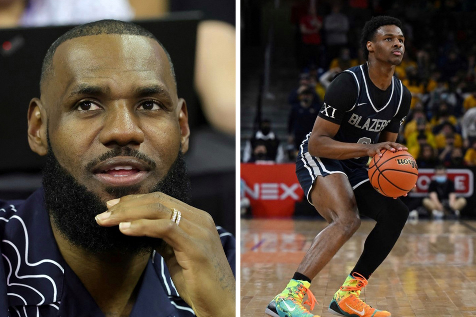 The Lakers' Lebron James (l.) slammed rumors reporting his son Bronny chose Oregon as a front-runner to land a commitment.