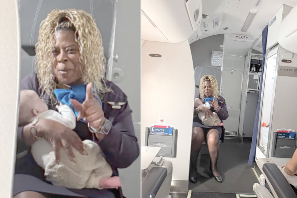 Die Flugbegleiterin verschaffte der erschöpften Mutter eine kleine Pause und kümmerte sich um das Kind.