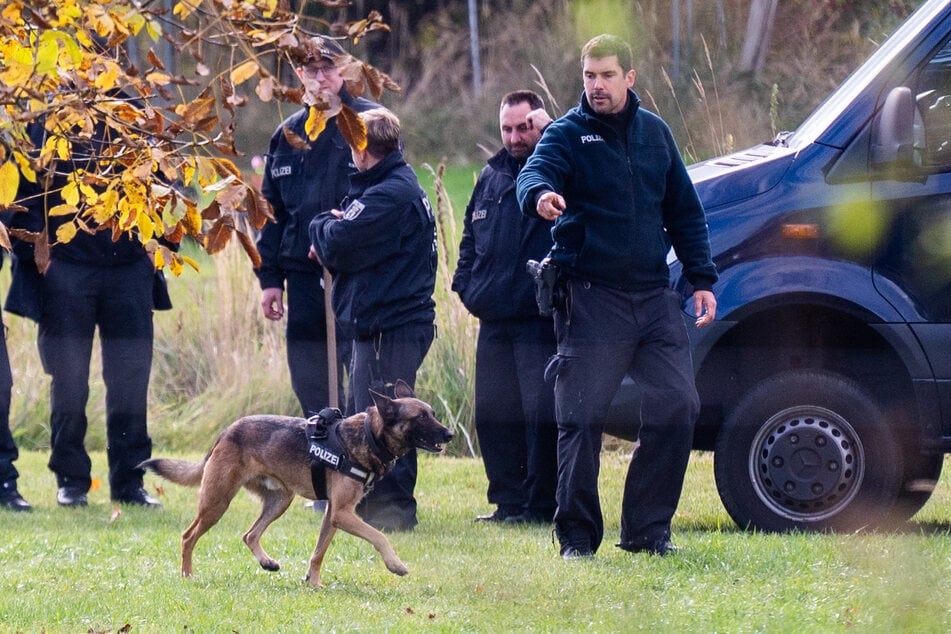 Auch Leichenspürhunde durchsuchten ein Grundstück in Tauche (Landkreis Oder-Spree).