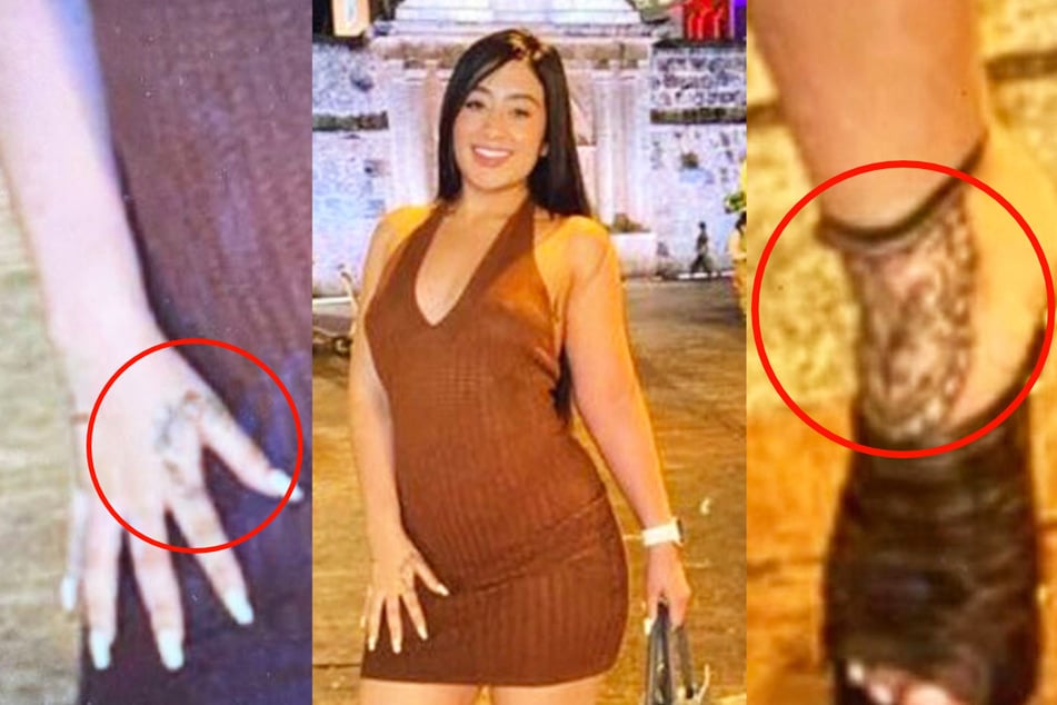 Wer kennt diese Frau? Die Verdächtige hat Tätowierungen an ihrer rechten Hand und an ihrem rechten Fuß.