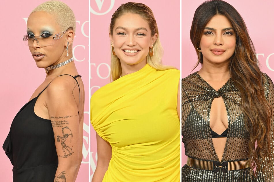 (From l to r) Doja Cat, Gigi Hadid, and Priyanka Chopra all lent their A-list support to The Victoria's Secret World Tour on Wednesday.