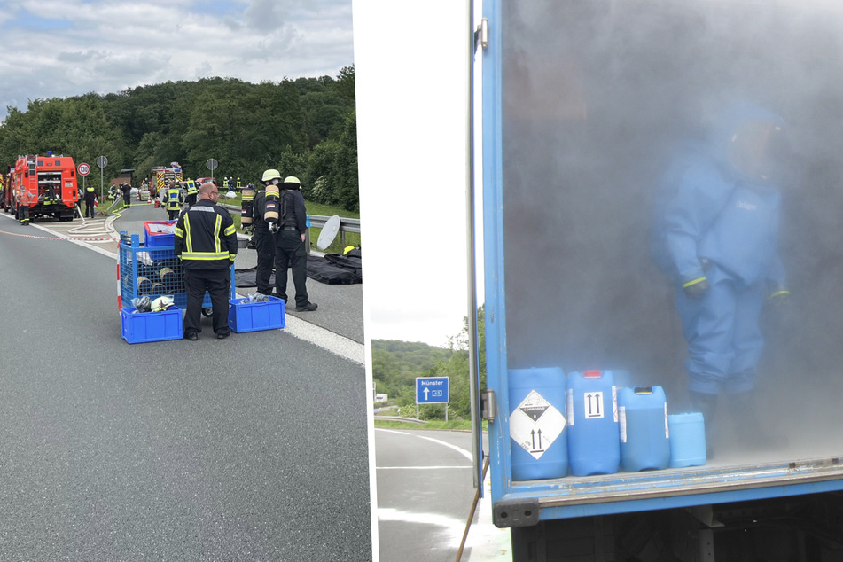 Chemie-Unfall auf der Autobahn löst Großeinsatz der Feuerwehr aus