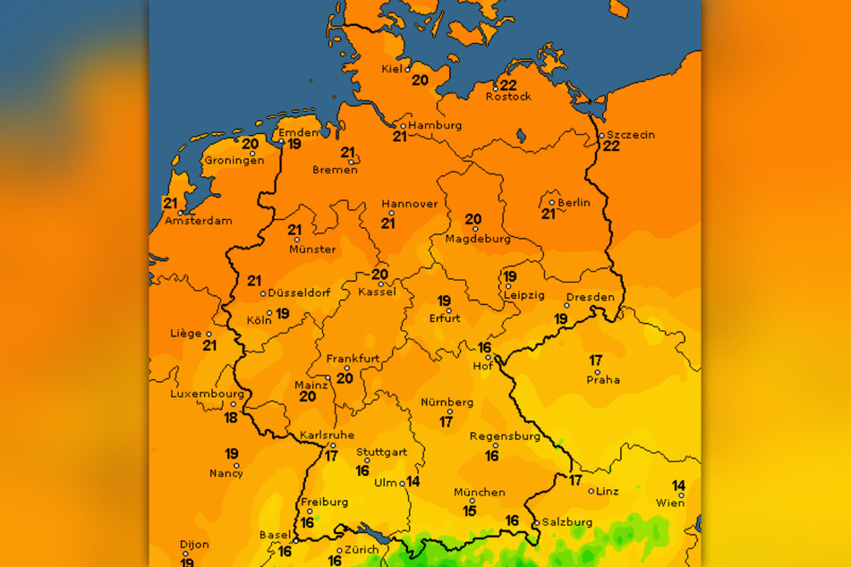 Die Nordhälfte Deutschlands bekommt am Wochenende höhere Temperaturen als die Südhälfte.