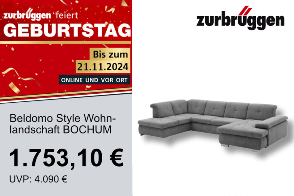 Die Beldomo Style Wohnlandschaft BOCHUM für 1.753,10 statt 4.090 Euro.