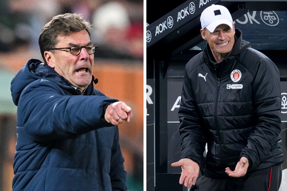 VfL-Coach Dieter Hecking (60, l) und FCSP-Trainer Alexander Blessin (51) treffen am Mittwoch erstmals aufeinander.