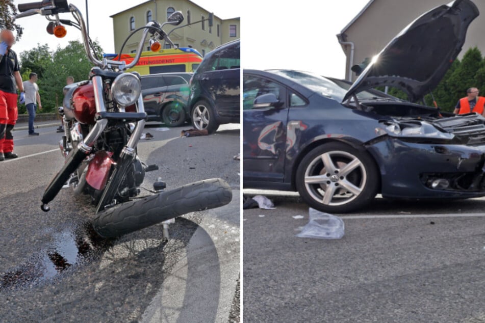 Kreuzungscrash zwischen Harley-Davidson und VW