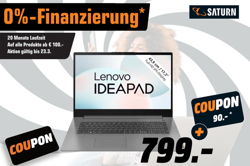 Lenovo-Notebook für 799 Euro + 90-Euro-Coupon.