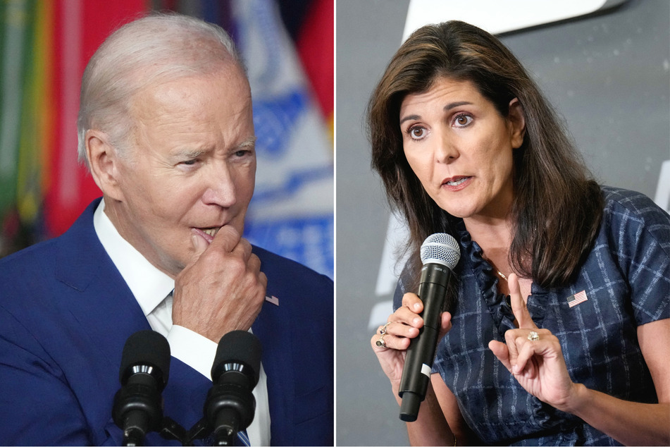 Republican presidential candidate Nikki Haley signed a mandated loyalty pledge to participate in an upcoming debate, but added a subtle jab at Joe Biden.