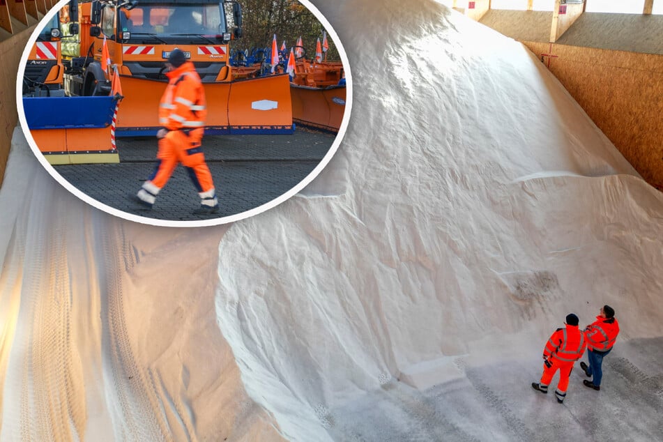 Riesige Salz-Berge und Pflug-Probefahrten: So rüstet sich Sachsen für den Wintereinbruch
