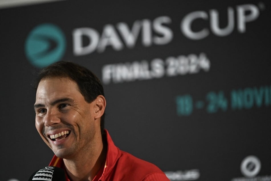 Rafael Nadal of Team Spain smiles during a press conference ahead of the Davis Cup tennis tournament finals, in Fuengirola, near Malaga.