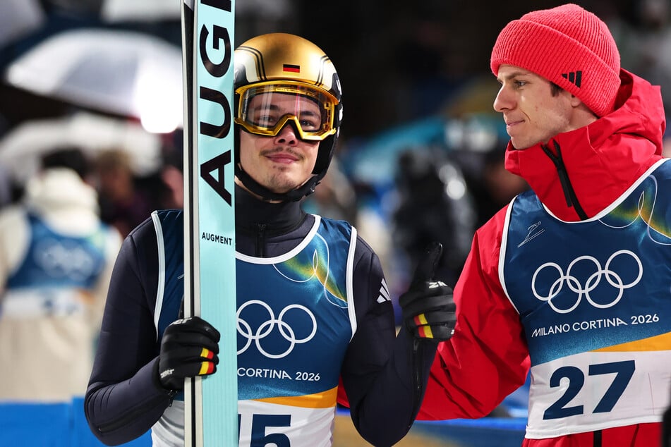 Philipp Raimund (l.) und Andreas Wellinger gehen um 19 Uhr für Deutschland im Super Team an den Start.