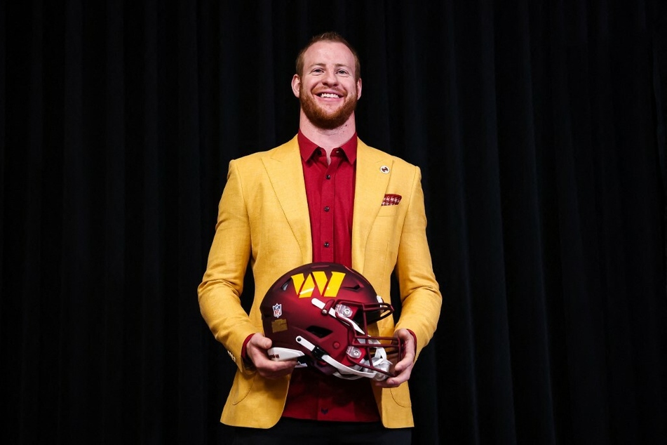 Quarterback Carson Wentz now plays for the Washington Commanders.