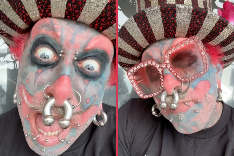 Californian turns himself into a clown with radical body mods and tattoos