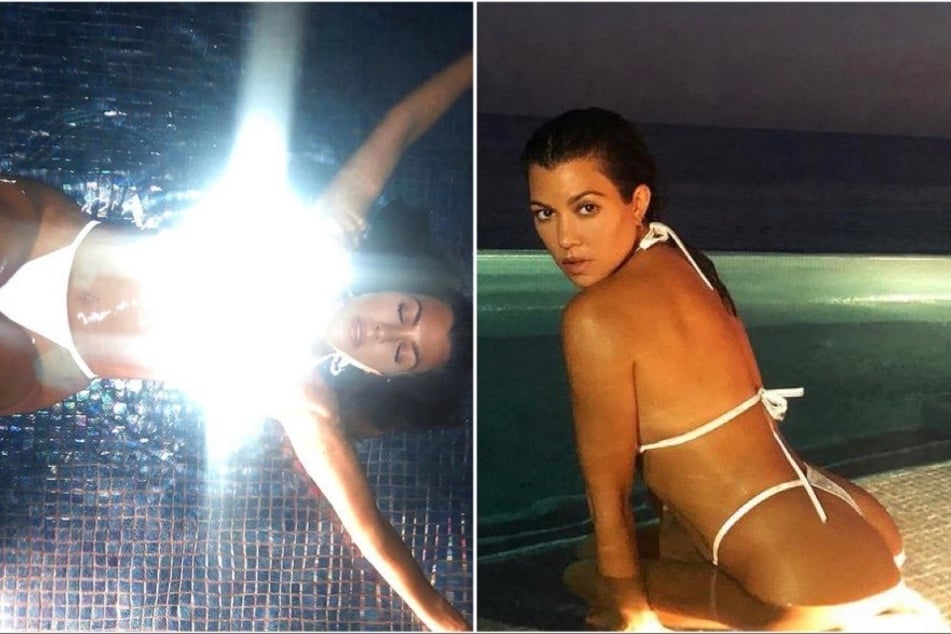 Kourtney Kardashian stunned in an all-white two piece that glowed in the dark.
