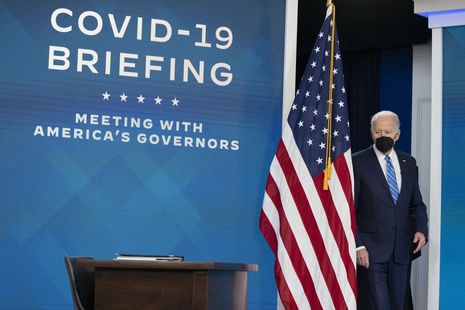 President Joe Biden at a video call with the National Governors Association on Monday in Washington DC.
