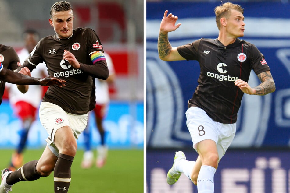 Kapitän Philipp Ziereis (28, l.) und Sechser Eric Smith (24) werden dem FC St. Pauli in Hannover nicht zur Verfügung stehen.