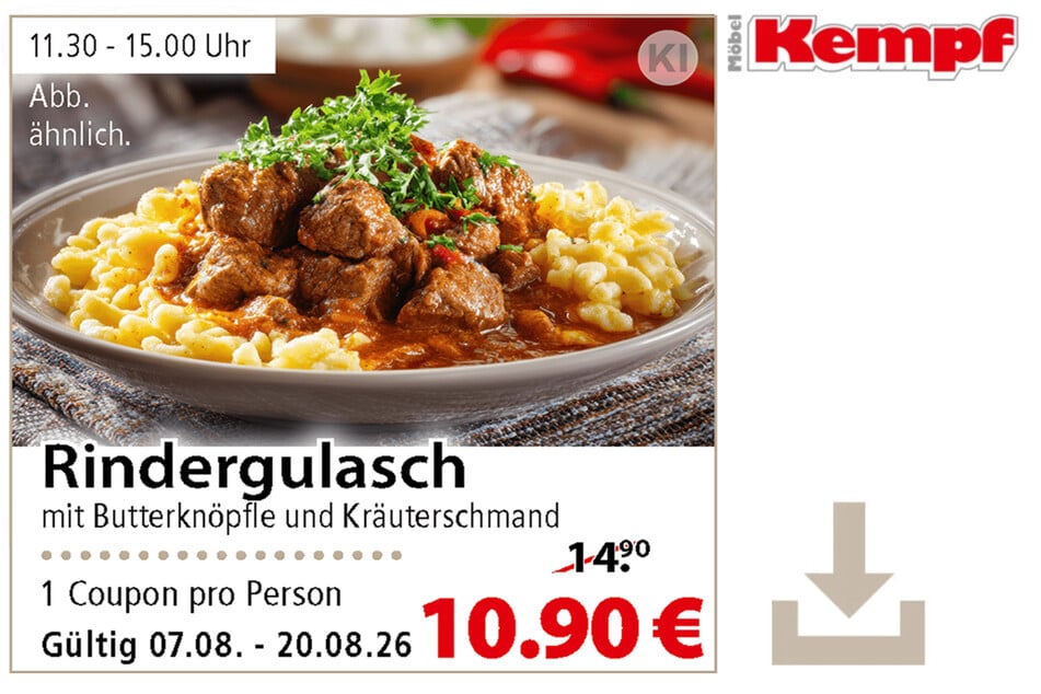Hier klicken und Coupon herunterladen.